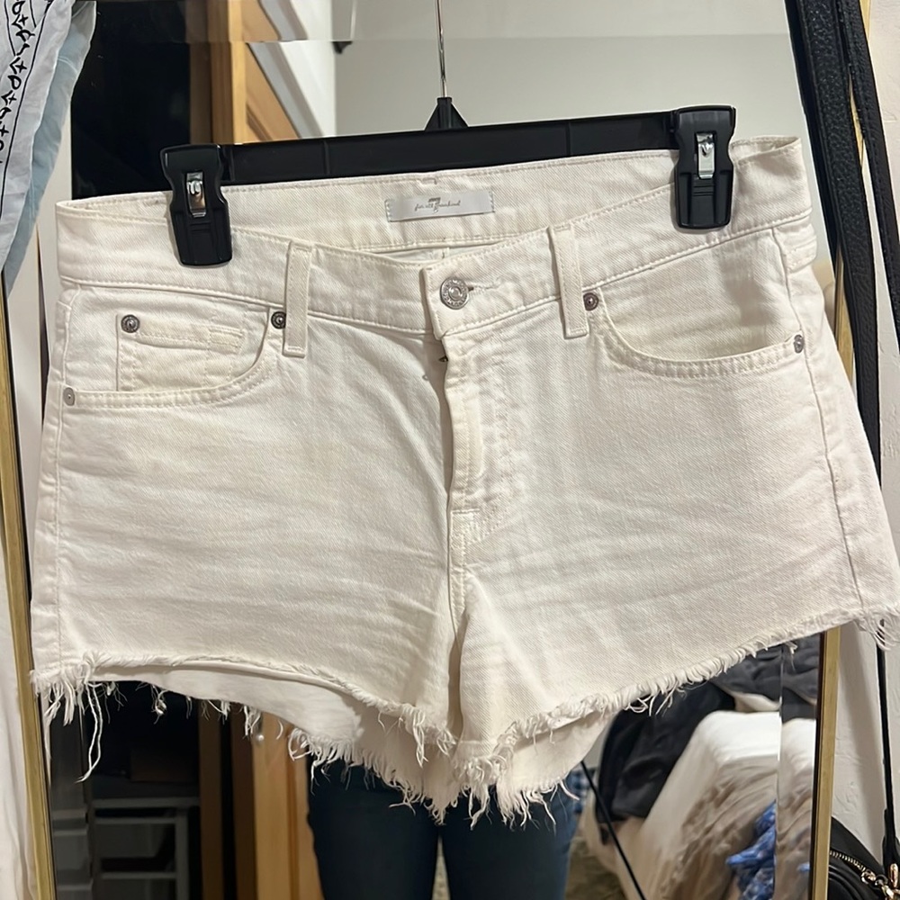 7 for All Mankind White Jean Shorts